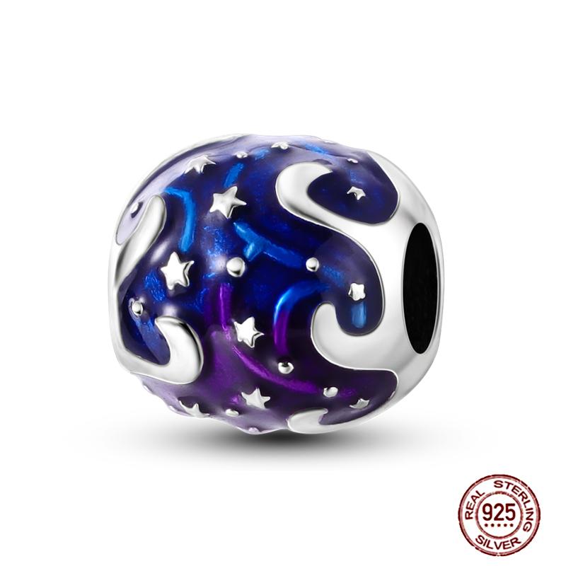 Round Clip Charms Plata Shining Moon Star Char Copper Spacer Clasp Fit Original Bracelet Glow Safety Chain Beads Diy Jewelry