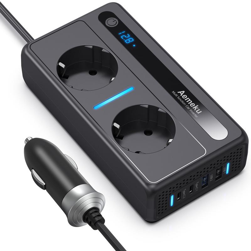 

Автомобильный инвертор с вилкой ЕС, трансформатор 12 В в 220 В, 200 Вт, с портами USB, адаптер для быстрой зарядки, портативный преобразователь напряжения