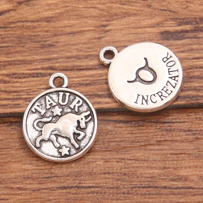 10 or 12pcs 12X15mm DIY retro alloy jewelry accessories 12 constellation pendant