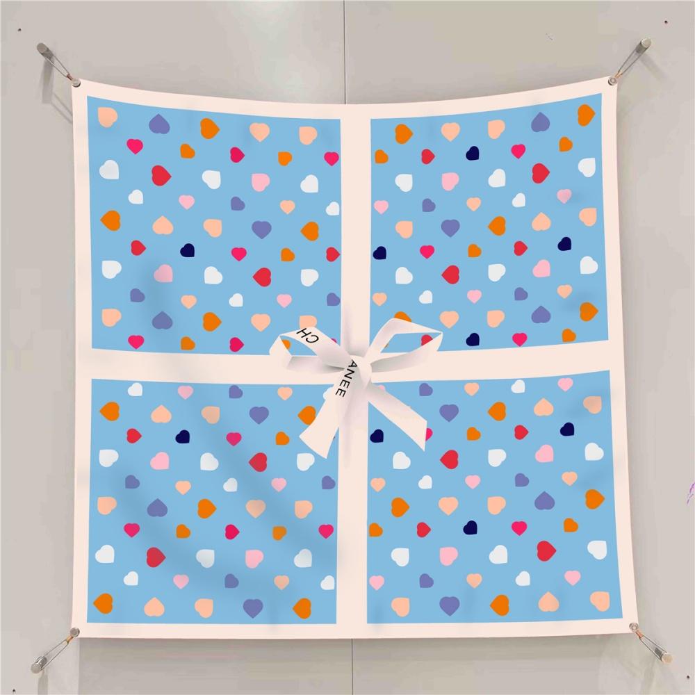 Silk Scarf Women Fashion Printed Square Scarves Head Echarpes Silk Foulards Femme Wraps Beach Shawls Bandana Lady Hijabs 90CM