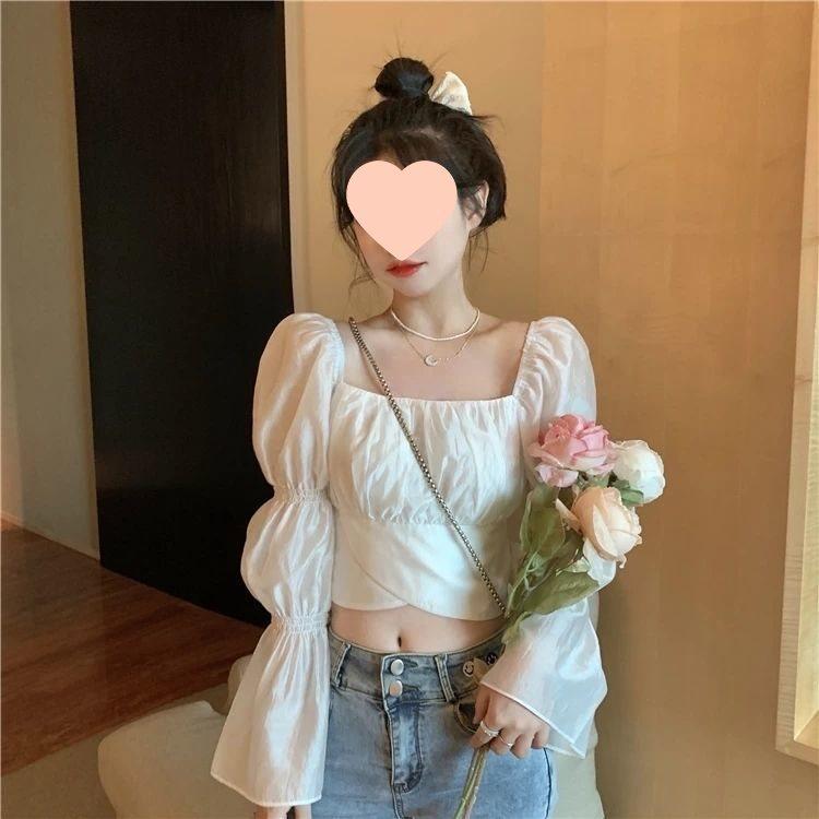 

Женский приталенный топ с пышными рукавами: Ранняя осень 2025 Французский сказочный стиль 2XL (recommend 130-140 jin) белый