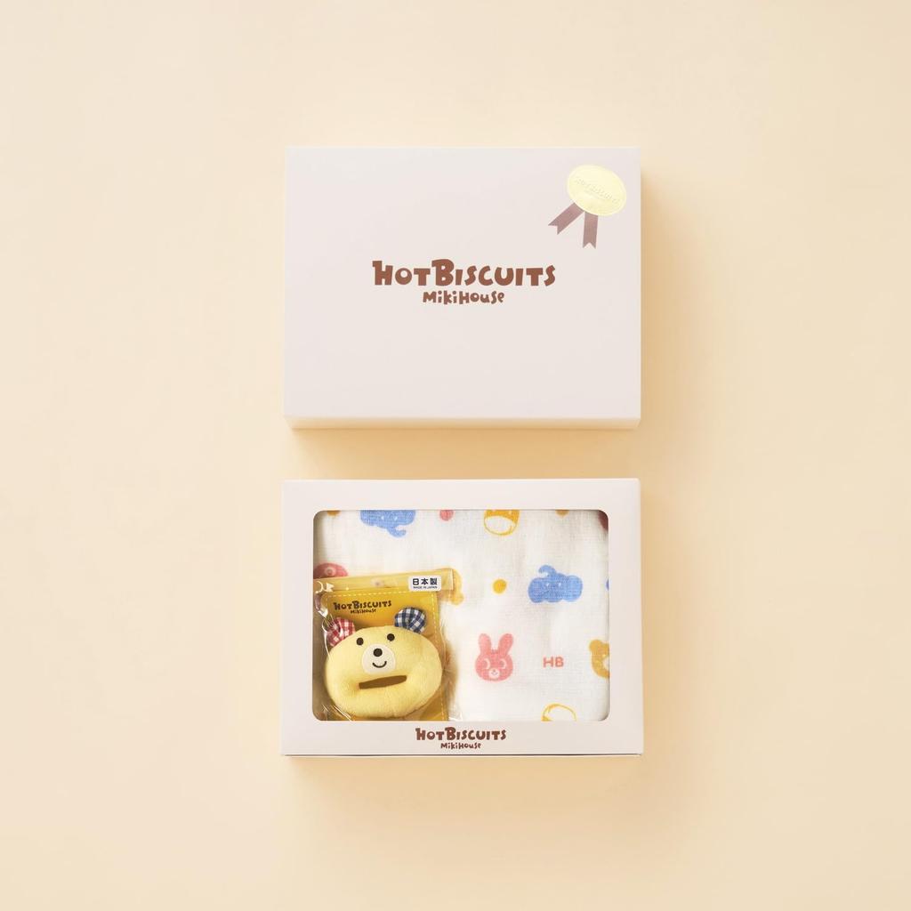 MIKI HOUSE HOT BISCUITS Gauze Bath Towel Gift Set for Boys and Baby Baby No Set, Girls, Clothes, Gift, [Box Included], Ivory, Size, 74-9906-687