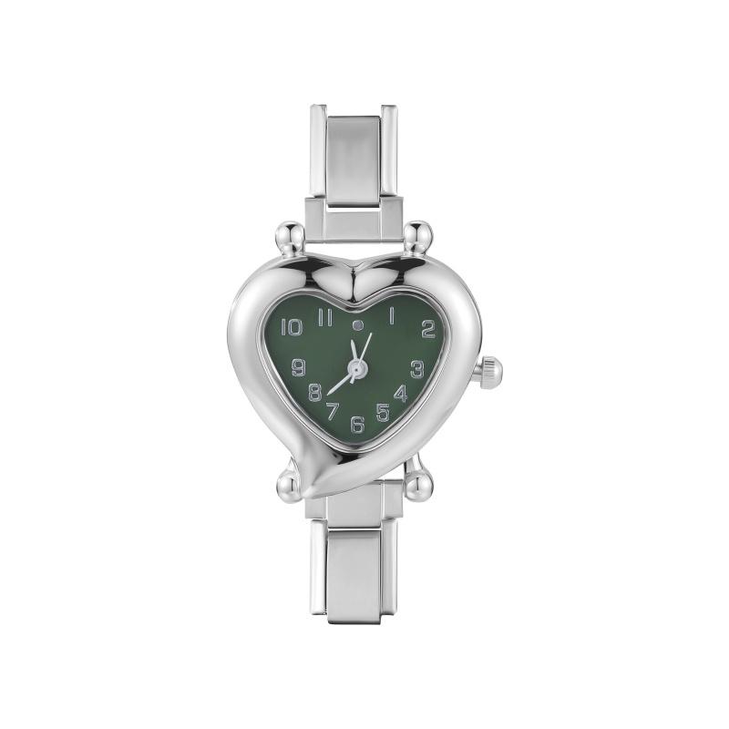 High Quality Fashion DIY 9MM Width Italian Elastic Charm Stainless Heart Shape Watch Bracelet Bangle for Friend Birthday Jewelry