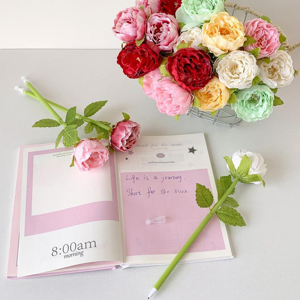 1pcs Plastic Flower Pen Bouquet Simulation Stationery Pen Peony Ballpoint Pen  Flower Arrangement