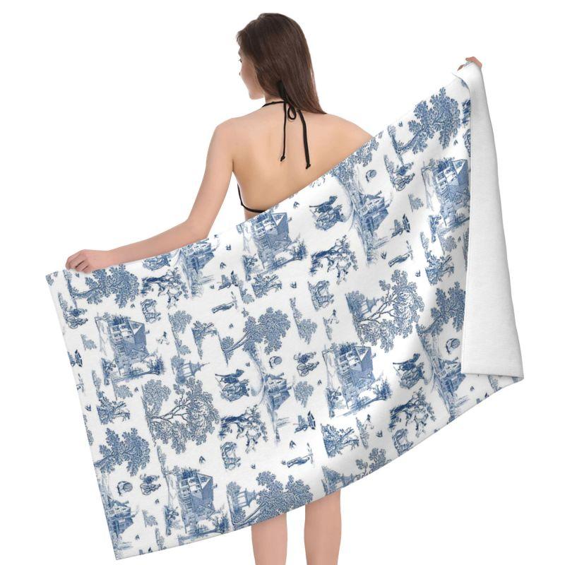 Asciugamano da Bagno Toile De Jouy Francese Asciugatura Rapida Asciugamano da Spiaggia Morbida Microfibra Super Assorbente Asciugamani per Palestra Spa Sport Nuoto