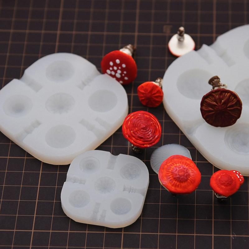 2Pcs/Set Mini Mushroom Silicone Mold Ultra-Light Clay Resin Clay Diy Soft Pottery Miniature Mushroom Quick Modeling Tool