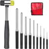 Chrome Alloy Pin Punch, Center Punch, Pin Puller with Hammer and Storage Bag, 1.5-8mm, 9 Types, Tools for DIY Repair and Maintenance