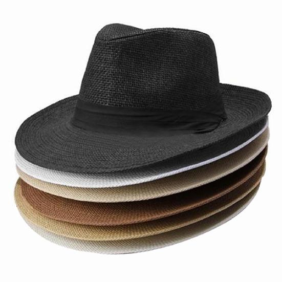 Hat Wide-cut Brim Sun-proof Straw Ribbon Decor Hat for Outdoor