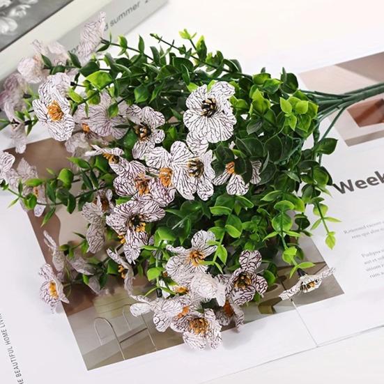 Yousheng 7 Stems Artificial Violets Flowers Faux Silk Violets Bouquet UV Resistant Outdoor Fake Bloom for Vase Home Garden Wedding Decor