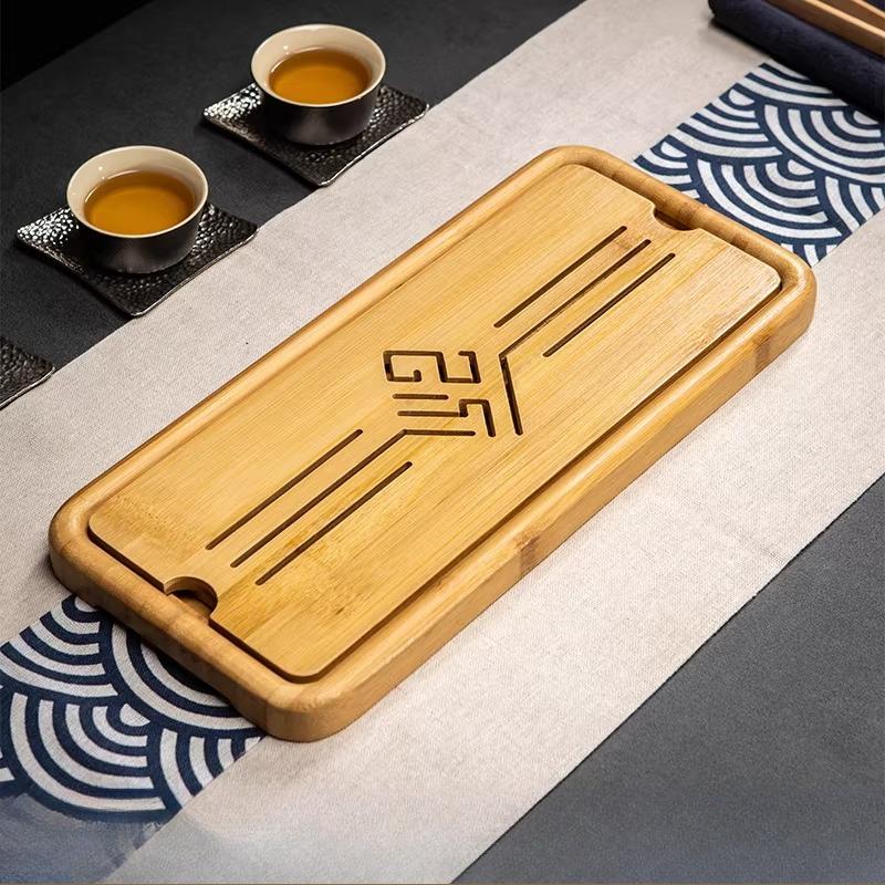Dry Brewed Small Tea Tray Chinese Bamboo Rectangular Tea Tray Household Wet Dry Dual-use Teaset Tray Tea Ceremony Accessories 33x15x2cm