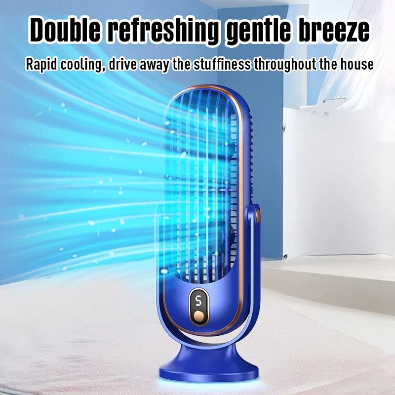 Portable Desktop Fan Cordless Desktop Shaking Fan with LED Fast USB Charging 5-speed High Wind Power
