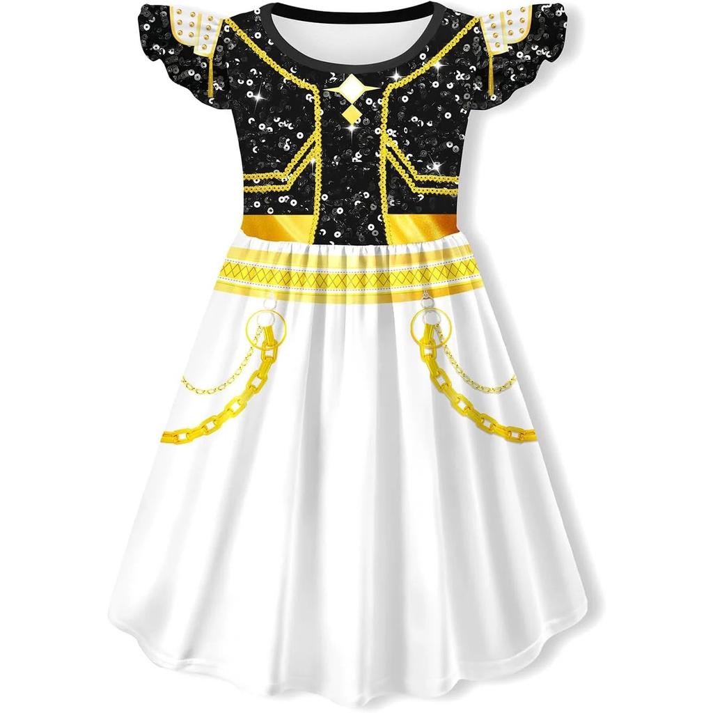 Zoey Rumi Mira Cosplay Girls Dress 3D Print KPop Demon Hunters Costume Kids Dresses Anime Halloween Carnival Xmas Party Dresses