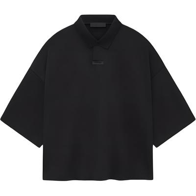 Pique Cropped Polo Black Women Tops 125BT245680FW