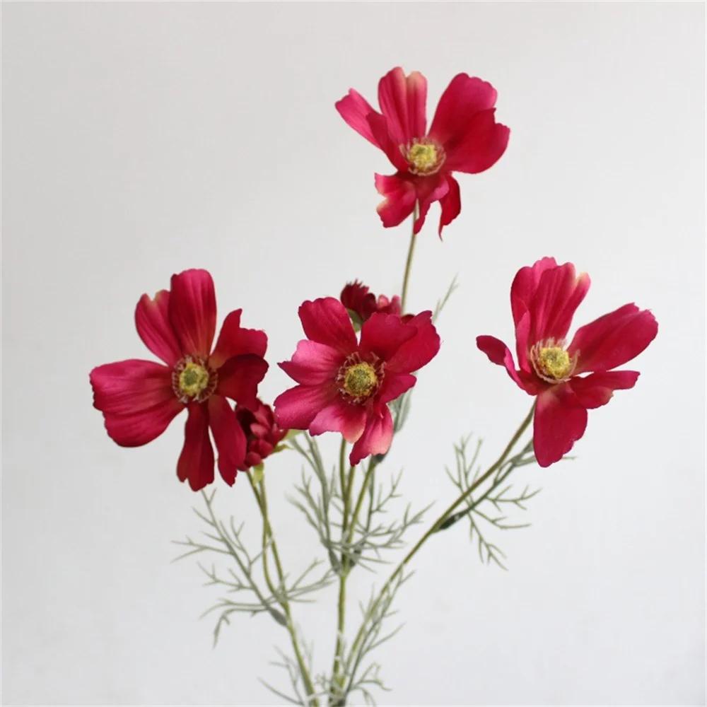 Artificial Gesang Flower Single Branch 4 Fork Queen Cosmos Fake Flower Silk Flower Bouquet Living Room Wedding Home Decoration