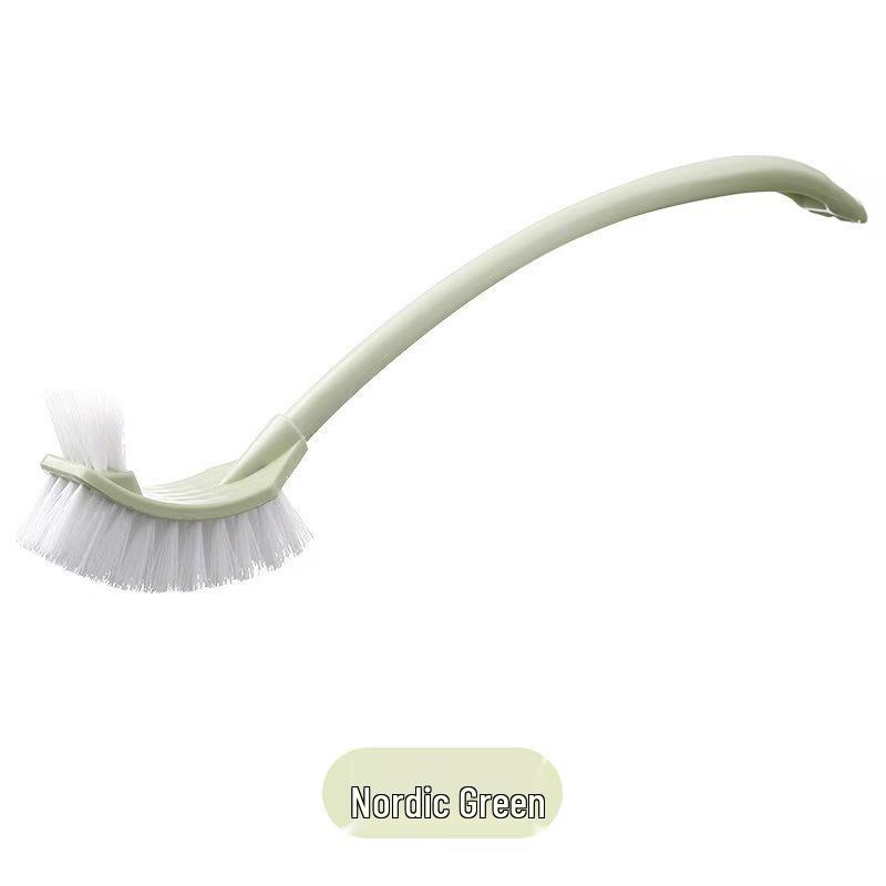 Long Handle Double-Sided Soft Bristle Toilet Brush with Curved Design for Corner and Gap Cleaning