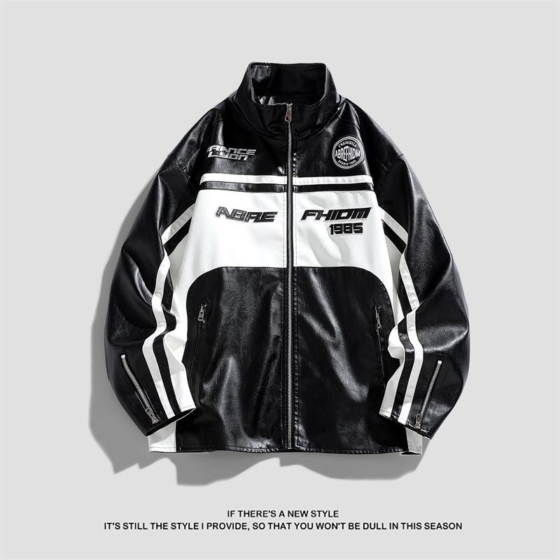 American high street retro leather jacket men's autumn tide brand couple leather jacket heavy ruffian handsome versatile locomotive clothing