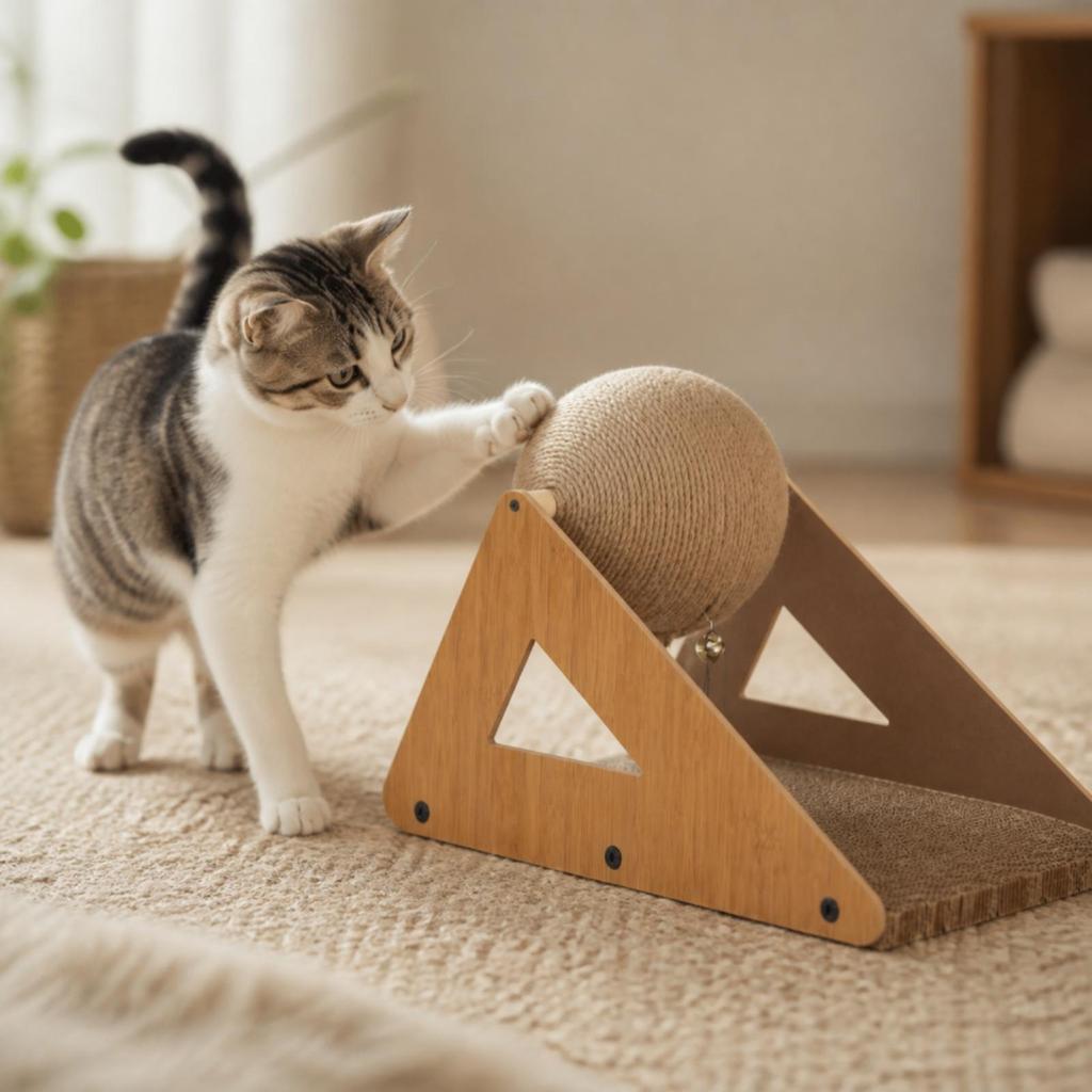 Triangular Cat Scratcher 2-in-1 Pet Supply Multifunctional for Living Room, Cats