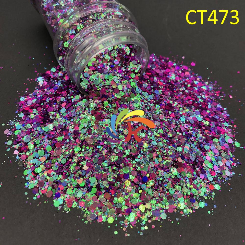 Color Shifting Bulk Chunky Glitter Polyester Custom Mix Glitter for Nails Christmas Decorations