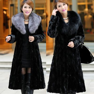 Women's Autumn And Winter Imitation Fur Coat Long Imitation Mink Fur Coat Imitation Fox Fur Collar Large Women's Dress