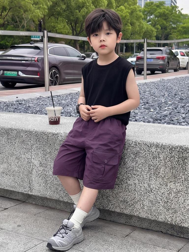 Korean Style Kids' Quick-Dry Cargo Shorts - Casual, Loose Fit for Boys