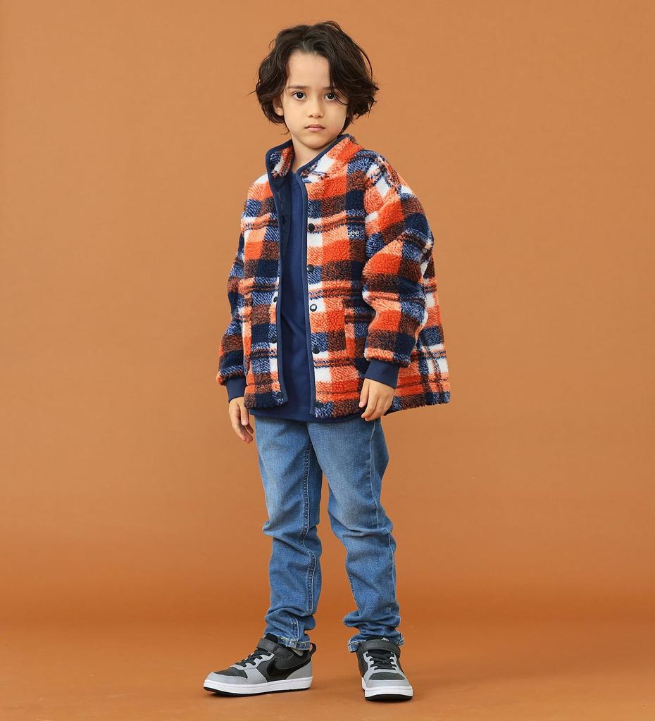 Lee Soft Touch Boa Orange Sizes Jacket, Kids' Check, 110cm-150cm