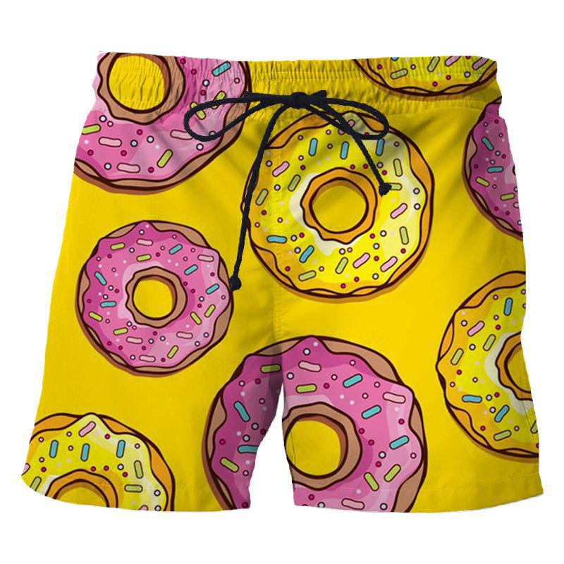 

Чоловічі короткі штани з 3D-принтом Food Donuts із милим шоколадним візерунком Дошкові шорти Індивідуальні повсякденні унісекс пляжні плавки 4XL