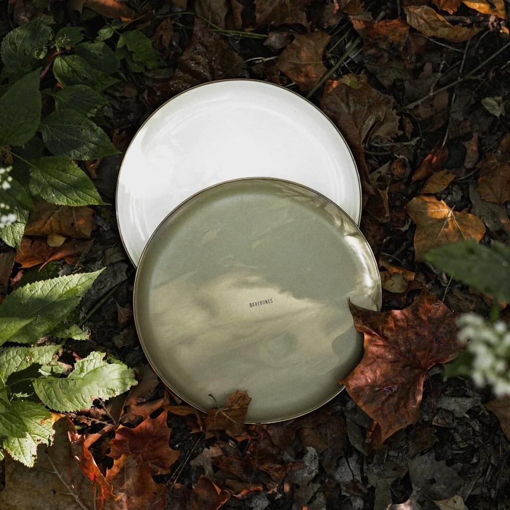 Barebones Enamel 2 Tone Plate Set of 2 Olive Drab