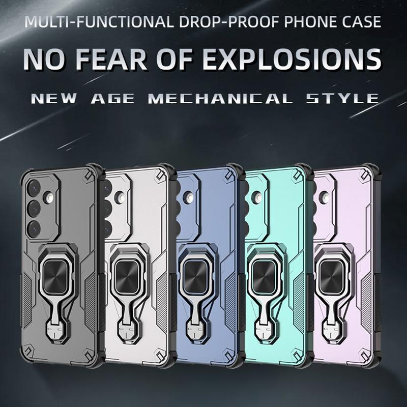 KEYSION Etui odporne na wstrząsy do Samsung S25 Ultra 5G Miękki silikon + PC Pionowy metalowy stojak na telefon Tylna obudowa do Galaxy S25+ Plus