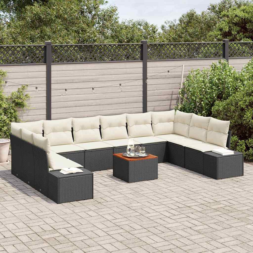 Garden Sofa Set with Storage 11 pcs Black and White