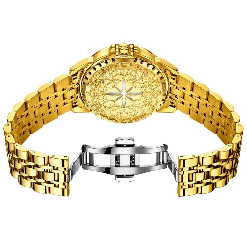OLEVS Quartz Fragrance Stainless Date Brand Gold Men's Watch, Steel, Waterproof, Display, Calendar, Luminous, Popular, Stylish, Name,
