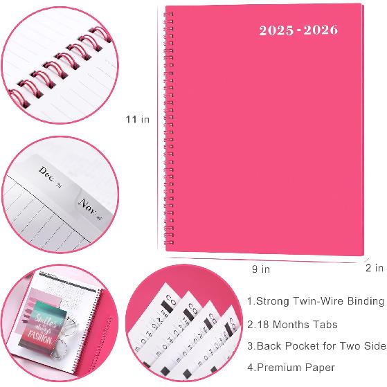 2025-2026 Monthly Planner - Monthly Planner/Calendar 2025-2026, Jul. 2025 - Dec.2026, 9" X 11", Academic Planner, Pocket, Contacts and Passwords
