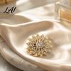 Women Fashion Jewelry Sparkling Rhinestone Sunflower Brooch Golden Plated Floral Lapel Vintage Flower Brooch Pin Dainty Clothing Accessory for Girls