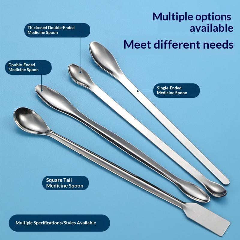 Stainless Steel Medicinal Spoon Ladle Double-ended Experiment Pharmacy Lab Use Reagents Sample Spatula Weighing Spoon