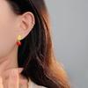 Chinese Style Brushed Red Round Bead Earrings for Women with Versatile White High-end Earrings