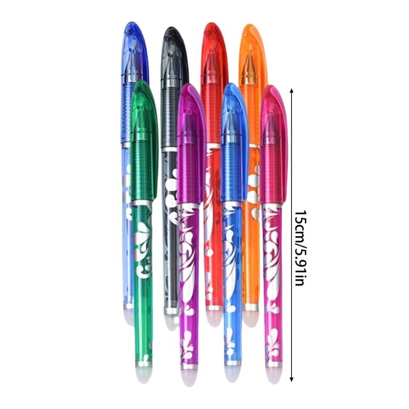 8 Colors Erasable Pen 0.5mm Gel Ink Pen Neutral Pen Quick-Drying Gel Pen with Refills School Supplies for Student