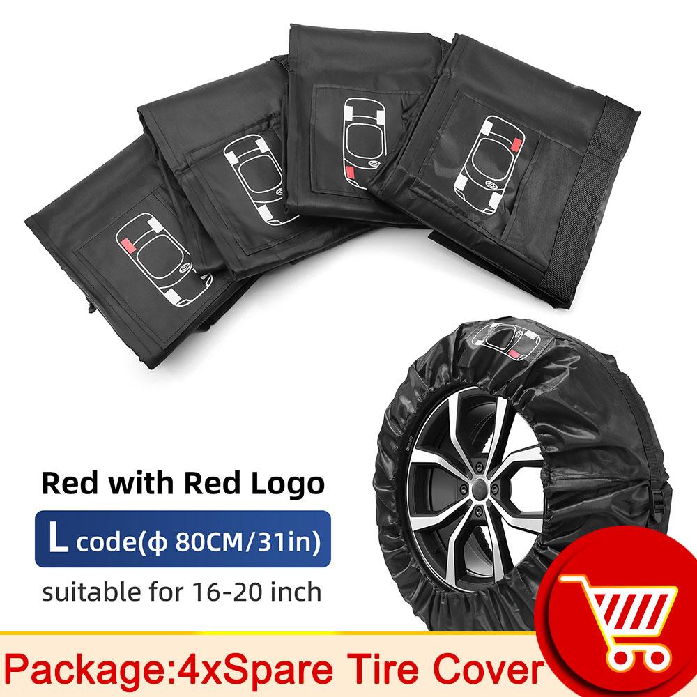 AD 4PCS Black Car Spare Tire Cover Case Polyester Wheel Tire Storage Bags Vehicle Tyre Accessories Dust-proof Protector Stylin