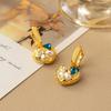 Elegant Heart Stud Earrings With Zircon Accents Irregular Green Design Lightweight Luxury Ear Jewelry Women