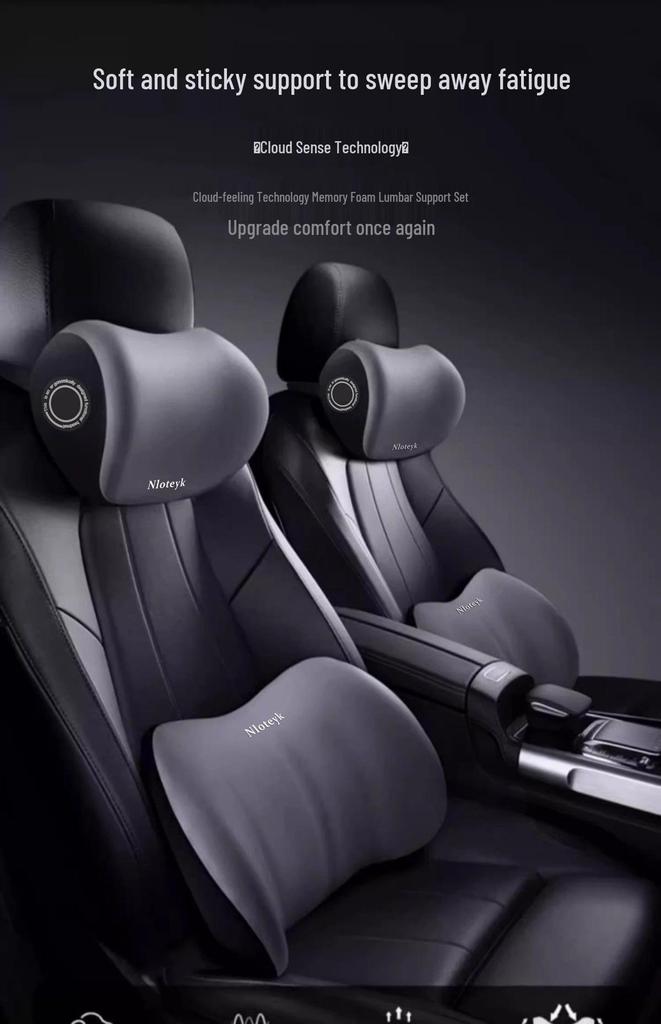 Car Memory Foam Neck & Lumbar Support Pillow Set: Ergonomic Headrest, All-Season Seat Back Cushion