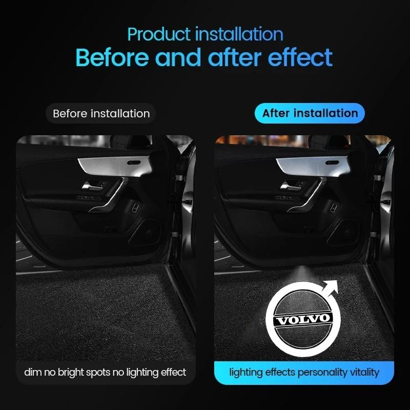2PCS HD Car Door Welcome Lights For Volvo XC90 V90 V60 XC60 V40 S80 S60 S90 C40 XC40 V70 XC70 C30 C70 EX90 Rdesign ars333