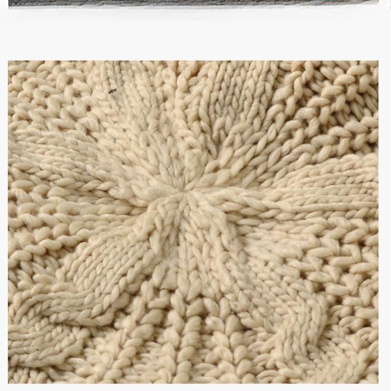 Varm Dame Elegant Strikket Beret Lue Høst Vinter Hverdagsluer Flettet Dame Slapp Baggy Luer