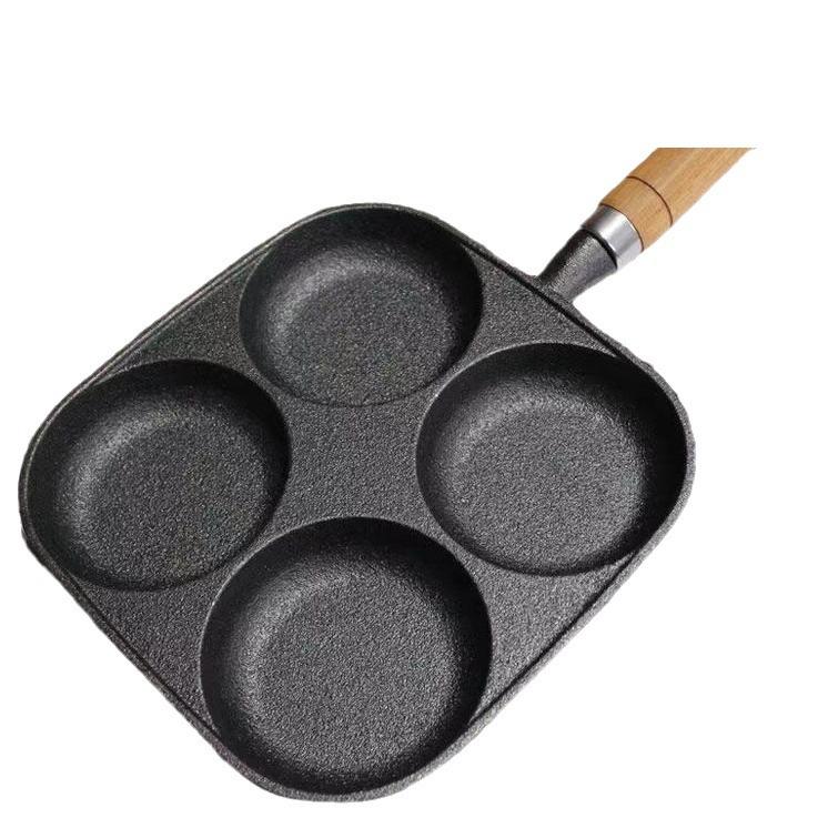 Cast Iron 4-Hole Frying Pan for Burgers, Eggs & Pancakes - Universal Induction Cooker Safe