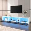 TV Media Cabinet Cabinet High-Gloss Color-Coordinated with Black Storage and White Featuring Color-Changing LED Light Home Decor