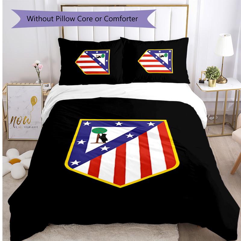 Set Biancheria da Letto 3 Pezzi con Stampa Atletico Madrid Morbido Delicato sulla Pelle Lavabile Copripiumino e Federe Set per Tutte le Stagioni Camera da Letto
