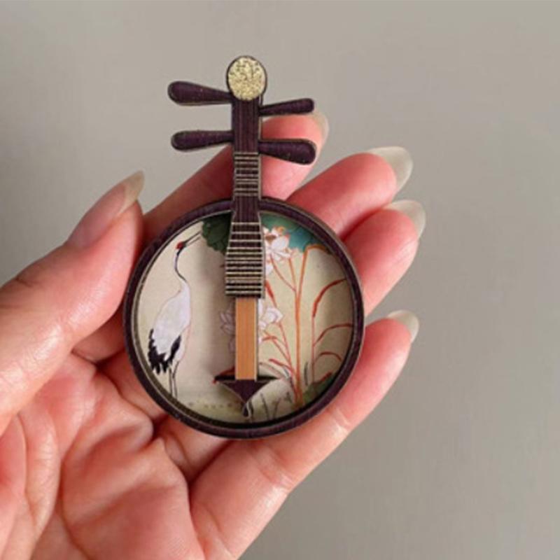 Chiński Styl Narodowy Instrument Muzyczny Naklejka na Lodówkę Rekwizyty Fotograficzne Pipa Antyczny Styl Dekoracyjne Naklejki Magnetyczne