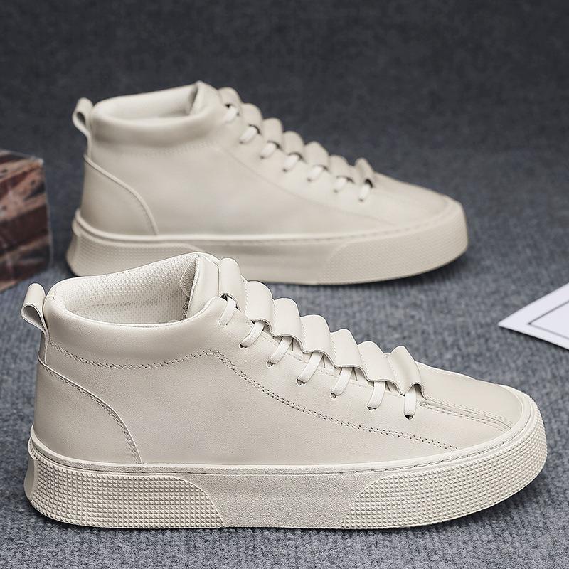 

Men s shoes spring new high-top casual little white shoes trendy versatile wear-resistant one-pedal sports board shoes high-end trendy shoes 44 білий