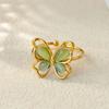 Popular Butterfly Rings For Women Gold Color Stainless Steel Geometric Opening Finger Ring Aesthetic Wedding Christmas Jewelry