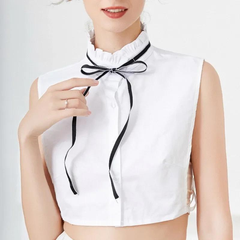 Perfect Match Lotus Leaf Edge Fake Collar For Sweater Dress Bowknots Half Shirt False Collar Ties Decoreative Autumn Stand Detachable Collars
