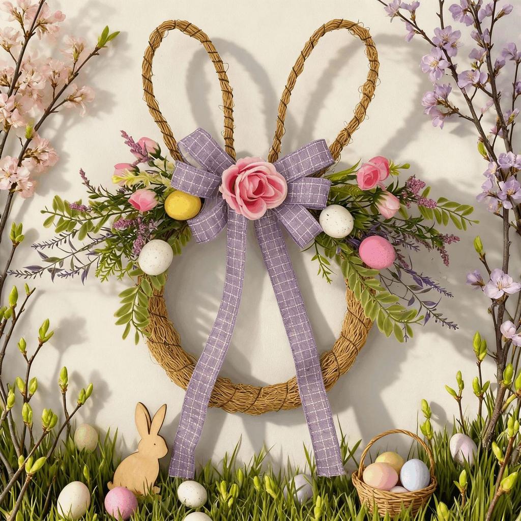 Osterhase Dekoration Kranz Frühling Hase Eier Ostertür Dekoration Haustür Fenster Kamin Wanddekoration
