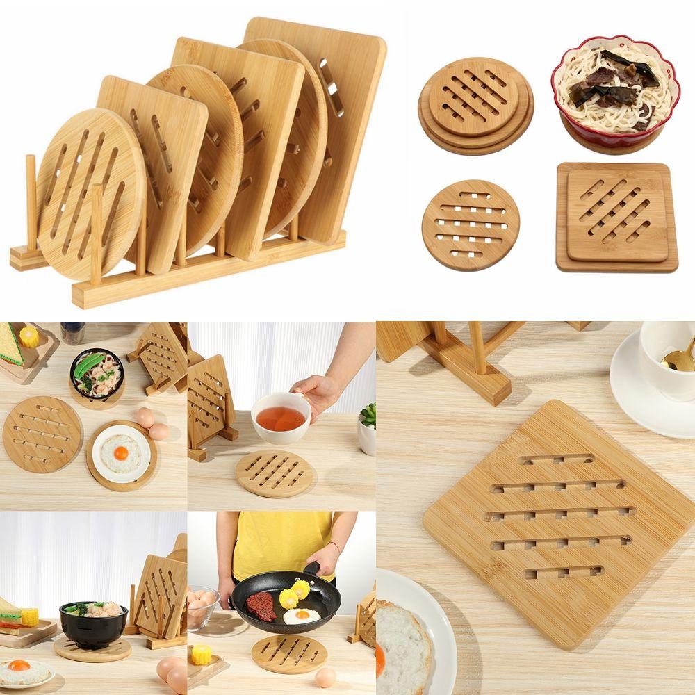 Untersetzer Wärmedämmung Kochgeschirr Pad Hitzeschutz Tischmatte Bambusmatte Tischset Lagerregal
