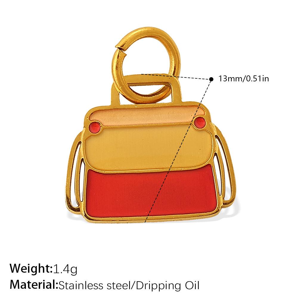 European and American Versatile Creative Color Bag Pendant, Stainless Steel Dripping Oil DIY Bracelet Necklace Accessories